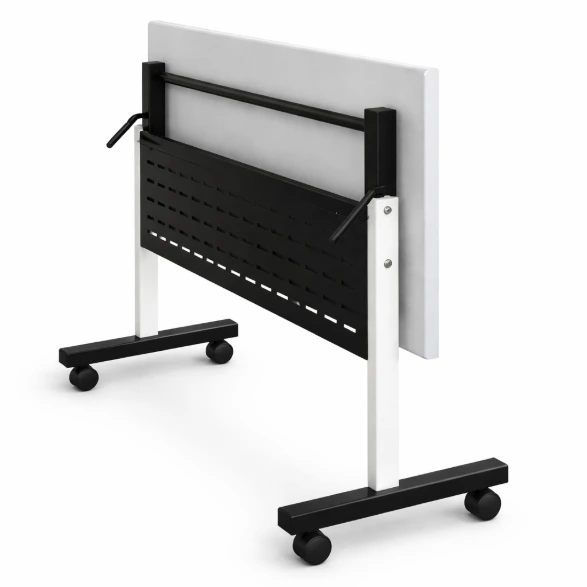 โต๊ะพับ มีล้อเลื่อน มีบังตาด้านหน้าพับหน้า.webp