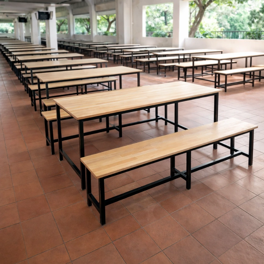 โต๊ะโรงอาหารไม้ยาง ผลงาน.webp
