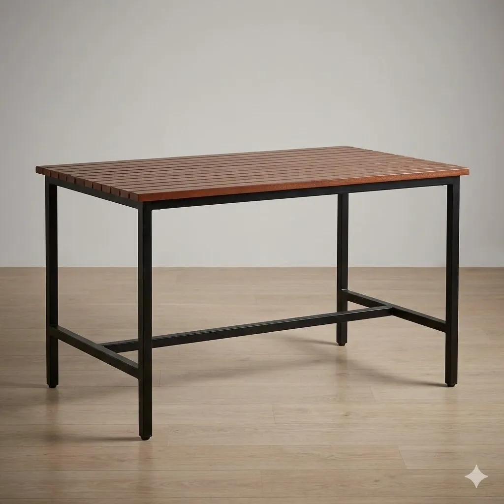 โต๊ะโรงอาหาร ไม้ระแนง แต่ง.webp