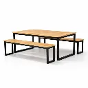 โต๊ะอาหารไม้ยางพารา ขาเหล็ก 1.5 X 3 นิ้ว ข้าง.webp