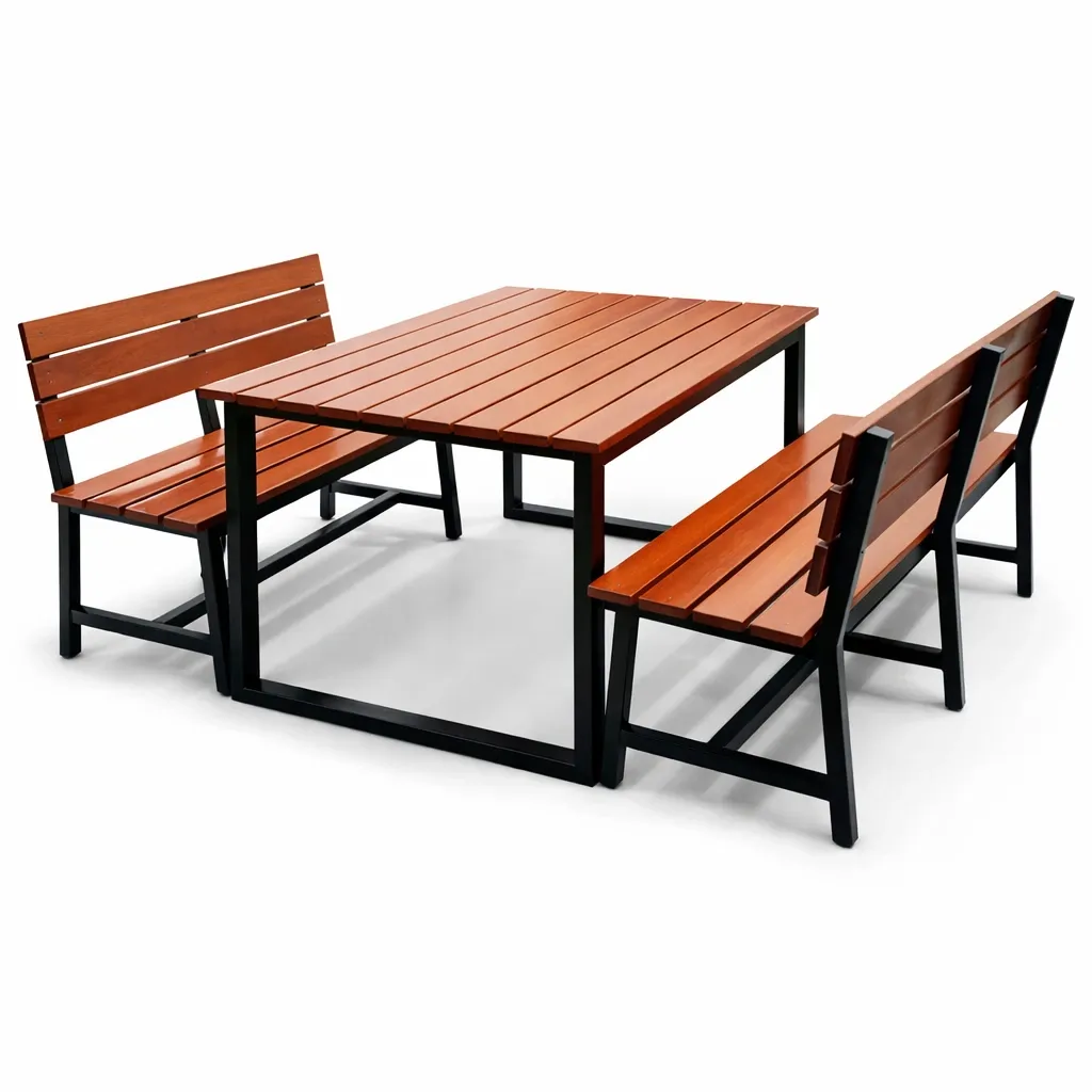 G โต๊ะอาหารไม้เต็งมีพนักพิง.webp