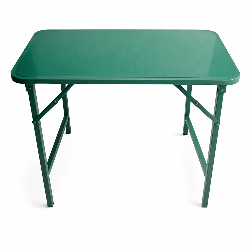 โต๊ะพับหน้าเหล็กเหลี่ยม เขียว.webp