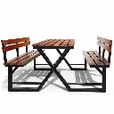 โต๊ะอาหารไม้เต็งขาไขว้ X มีที่พนักพิงG.webp