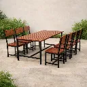 โต๊ะอาหารระแนง6ที่มีที่พิง ข้าง.webp