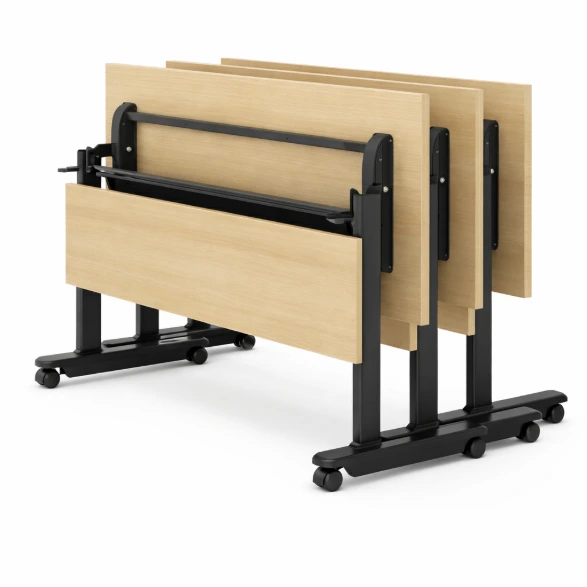 โต๊ะพับหน้าได้ มีล้อเลื่อน พร้อมบังตาด้านหน้า แป๊ปไข่ ซ้อน.webp