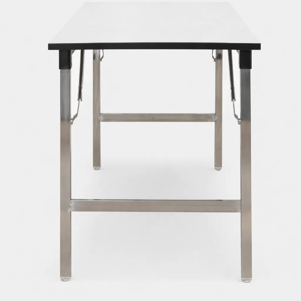 โต๊ะพับหน้าฟอเมก้าขาว / เมลามีนสีขาว TOP หนา 25 มม. โครงขาเหล็กพับได้ ชุบโครเมี่ยม