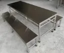 โต๊ะโรงอาหารสแตนเลส เกรด 304 พร้อมม้านั่งยาว 2 ตัว