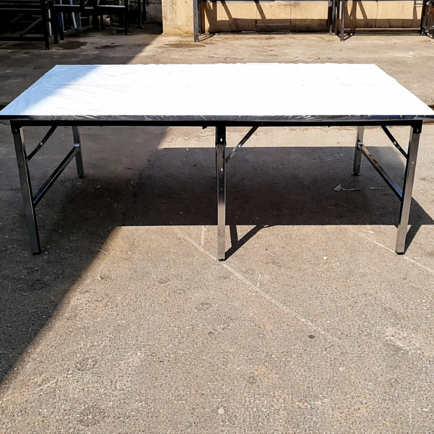 โต๊ะพับหน้าฟอเมก้า / เมลามีน TOP หนา 25 มม. โครงขาเหล็กพับได้ 3 ขา ชุบโครเมี่ยม