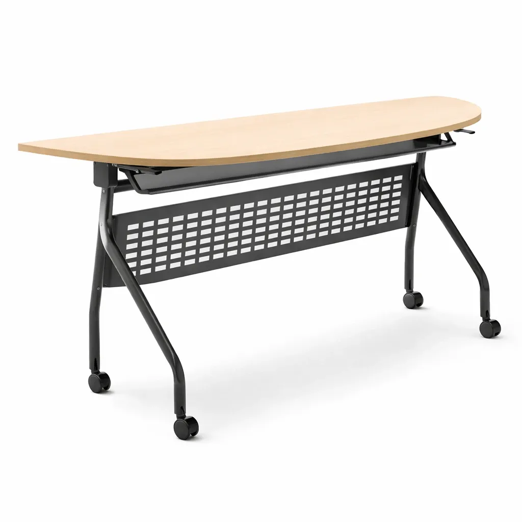 โต๊ะพับหน้าได้ หน้าเมลามีน ขาเหล็ก 1.2 มม. พร้อมตะแกรง หัวโต๊ะ.webp