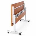 โต๊ะพับ มีล้อ หน้าพับได้เมลามีน ขาเหล็กกลม 1.5 นิ้ว พร้อมที่วางของ พับ.webp