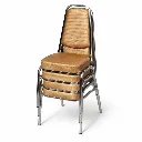 J-45 เก้าอี้จัดเลี้ยง สีทอง หนังนกกระจอกเทศ ซ้อน.webp