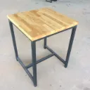 เก้าอี้หัวโล้น ไม้ยางพารา เบาะเหลี่ยม ขาเหล็กสีดำ