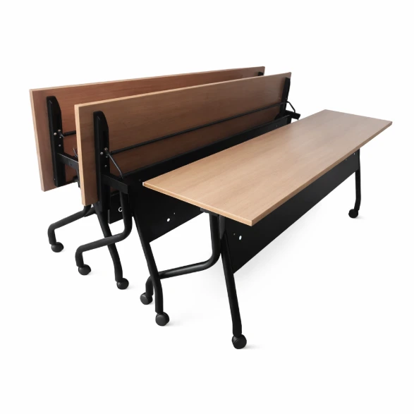 โต๊ะพับ มีล้อเลื่อน มีบังตาด้านหน้าเหล็ก.webp