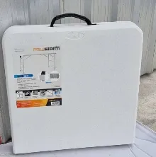 (พับ) โต๊ะพับพลาสติกไฟเบอร์สีขาว HDPE พับครึ่งขาเหล็กพับเก็บได้ เกรดเอขาสีขาว.webp