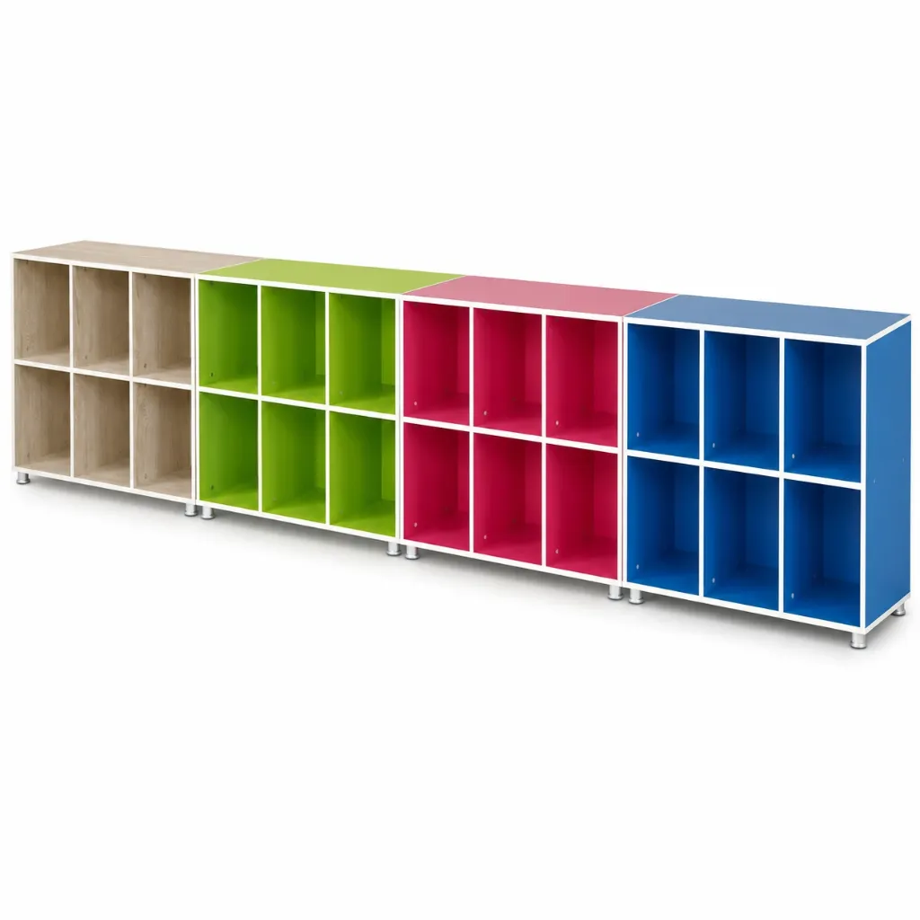 ตู้ COLOUR Box 6 ช่องโล่ง สีโซลิค ฟ้า เขียว ชมพูสลับ.webp
