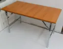 โต๊ะพับหน้าเมลามีนลายไม้ TOP หนา 19 มม. โครงขาเหล็กพับได้ ชุบโครเมี่ยม