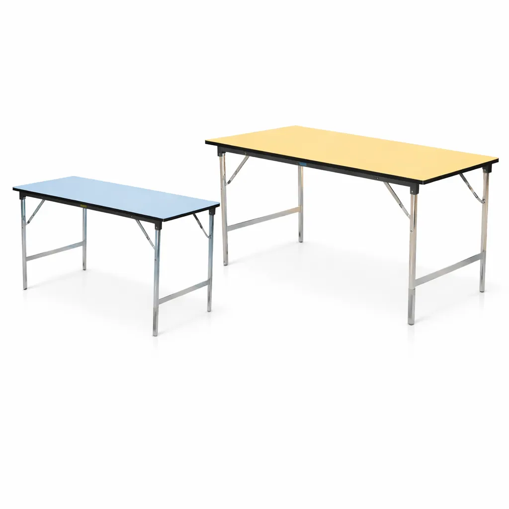 โต๊ะพับอเนกประสงค์ หน้าไม้ปาติเกิ้ลปิดผิวโฟเมก้าสี โครงขาเหล็กชุบ