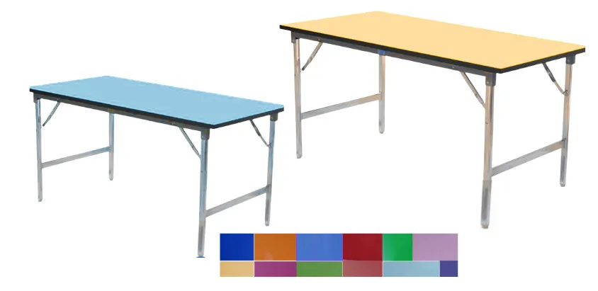 โต๊ะอเนกประสงค์ หน้าไม้ปาติเกิ้ลปิดผิวโฟเมก้าสี โครงขาเหล็กพับได้