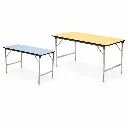 โต๊ะพับอเนกประสงค์ หน้าไม้ปาติเกิ้ลปิดผิวโฟเมก้าสี โครงขาเหล็กชุบ