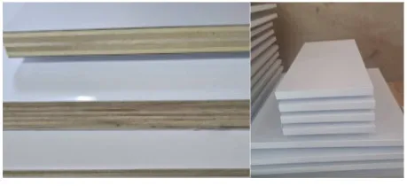 หน้าโต๊ะไม้อัดกันน้ำ เคลือบขาว หนา 18 มม. ติดขอบเอจ