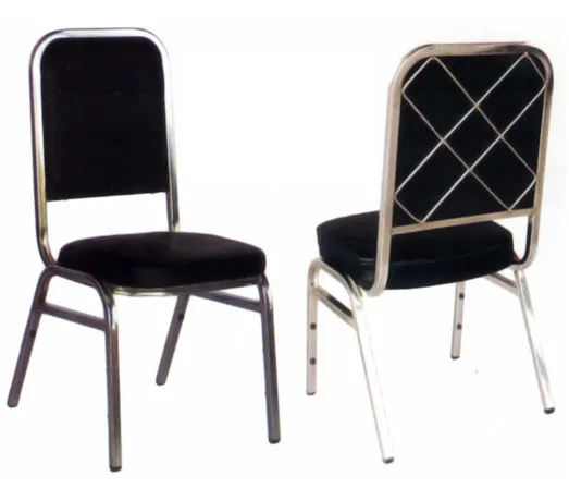 เก้าอี้หัวเหลี่ยม รุ่น J-55X ขาเหล็กเหลี่ยมชุบโครเมี่ยม (คาดกากบาทด้านหลัง)