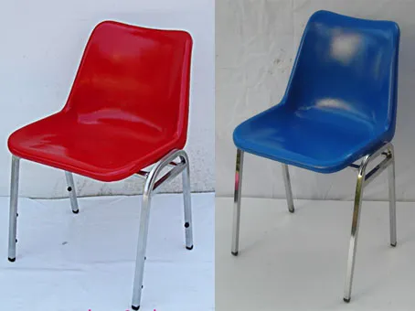 เก้าอี้โพลี รุ่น P-38A ขาเหล็กชุบโครเมี่ยม (คาดขาตัวเอ)