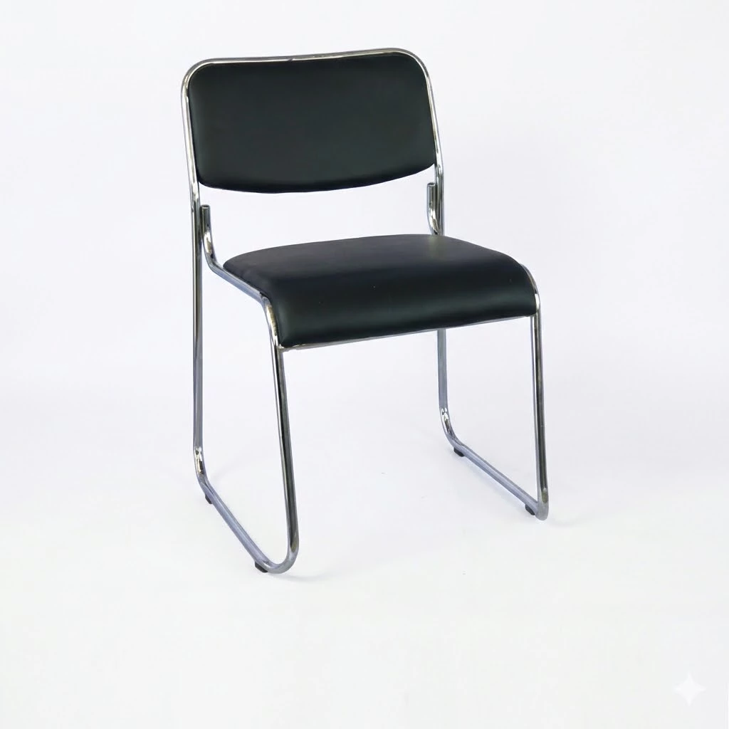 เก้าอี้รับรอง V3 เบาะฟองน้ำหุ้มหนังเทียม ขาเหล็กชุบโครเมี่ยม