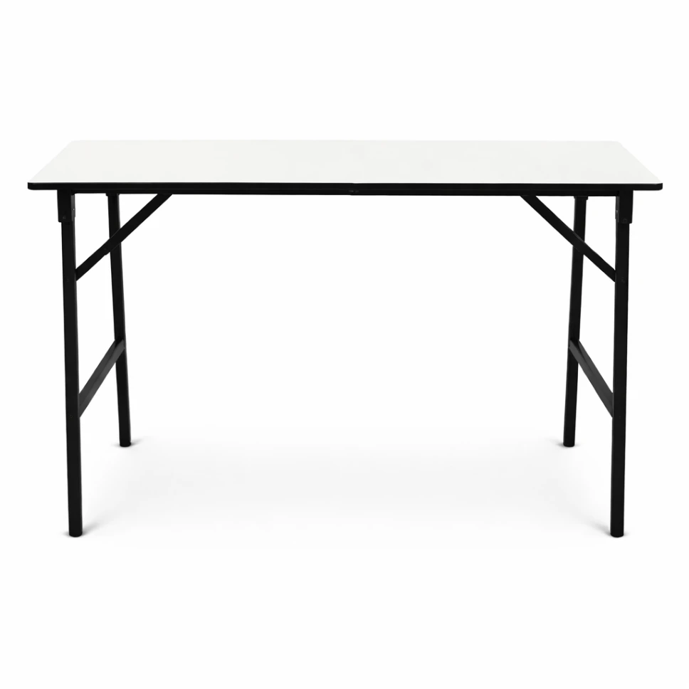 โต๊ะพับเมลามีนขาว หนา 16 / 19 มม. โครงขาเหล็กพับได้ ขาพ่นสีดำ