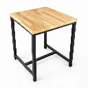 เก้าอี้หัวโล้น ไม้ยางพารา เบาะเหลี่ยม ขาเหล็กสีดำ