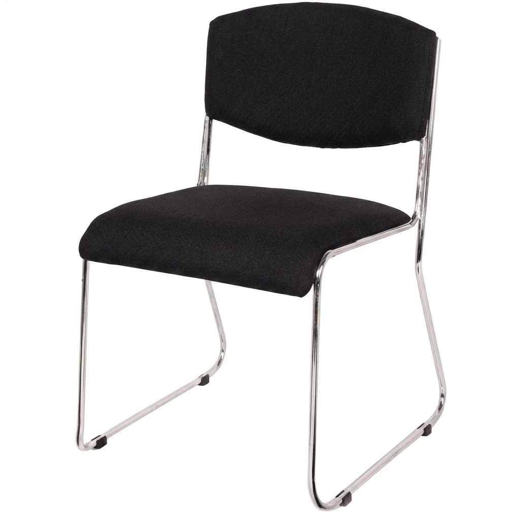 เก้าอี้รับรอง V-136 เบาะหนัง ขาเหล็กดัดขึ้นรูป ชุบโครเมี่ยม