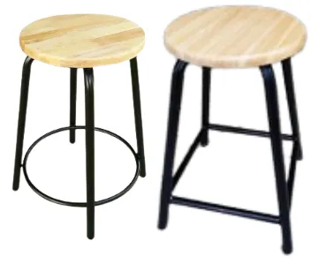 เก้าอี้หัวโล้น ขาเหล็กกลม (เบาะไม้ยาง / เบาะนวม)