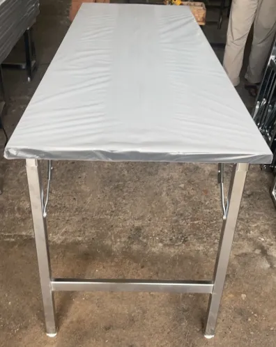โต๊ะพับหน้าเมลามีน / ฟอเมก้าขาว TOP 25 มม. โครงขาสแตนเลสแท้ 304 พับได้