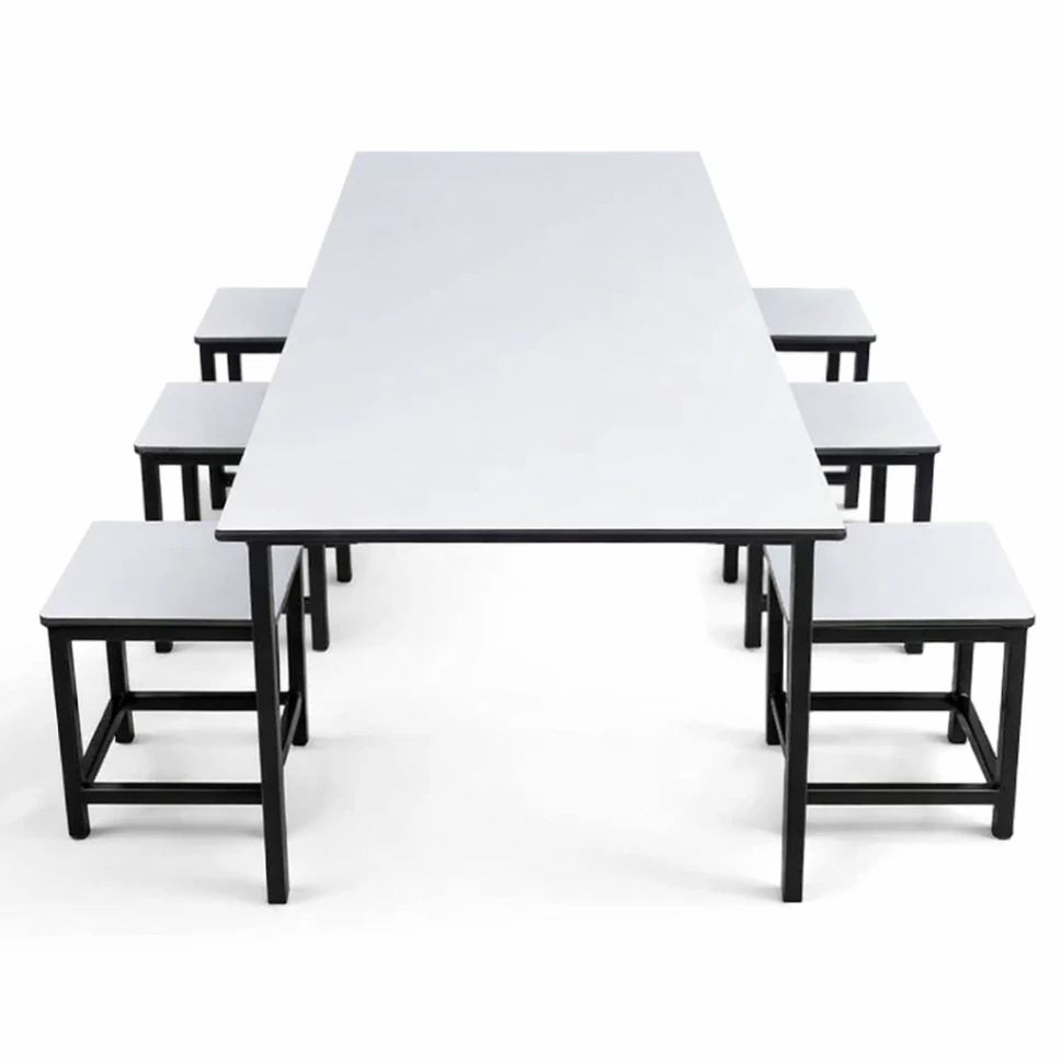 โต๊ะโรงอาหารไม้ปาติเกิ้ล ปิดผิวฟอเมก้า / เมลามีน พร้อมเก้าอี้