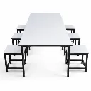 โต๊ะโรงอาหารไม้ปาติเกิ้ล ปิดผิวฟอเมก้า / เมลามีน พร้อมเก้าอี้