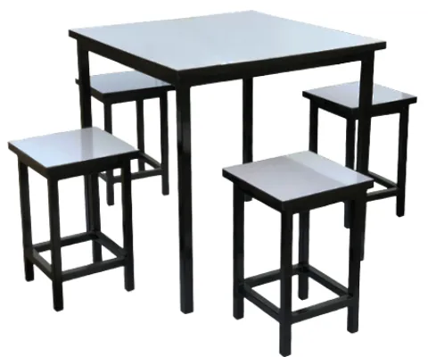 โต๊ะโรงอาหารหน้าเมลามีน ขาพ่นสี พร้อมเก้าอี้