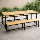 โต๊ะโรงอาหารไม้ยางพารา ขาเหล็กพ่นดำ (ขาตาย)