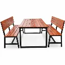 โต๊ะโรงอาหารไม้เต็ง หน้า 4 นิ้ว โครงเหล็ก 1.5×3 นิ้ว (Heavy Duty)