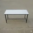 โต๊ะโรงอาหารหน้าฟอร์ไมก้าขาว (เฉพาะโต๊ะ) ขาเหล็ก 1.2×1.2 นิ้ว