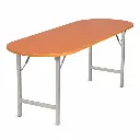 โต๊ะพับวงรี หน้าไม้ปาติเกิ้ลลายไม้ TOP 25 มม. โครงขาเหล็กพับได้