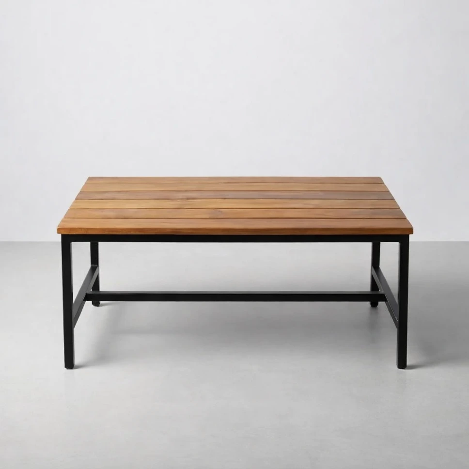 โต๊ะโรงอาหารหน้าไม้เต็ง ขาเหล็ก 1.5&times;1.5 นิ้ว