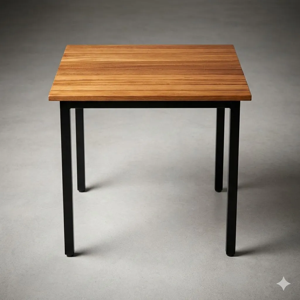 โต๊ะอาหารไม้เต็ง 4 ขา ขาเหล็ก 1.2×1.2 นิ้ว