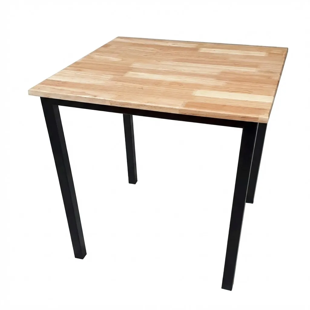 โต๊ะอาหารไม้ยางพารา หนา 20 มม. ขาเหล็ก 1.2 นิ้ว (4 ขา)