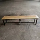 ม้านั่งโรงอาหารไม้ยาง ขาเหล็ก 1.2 นิ้ว (ขาตาย)