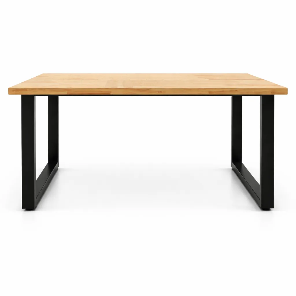 โต๊ะโรงอาหารไม้ยางพารา ขาเหล็ก 1×3 นิ้ว มีปุ่มปรับระดับ