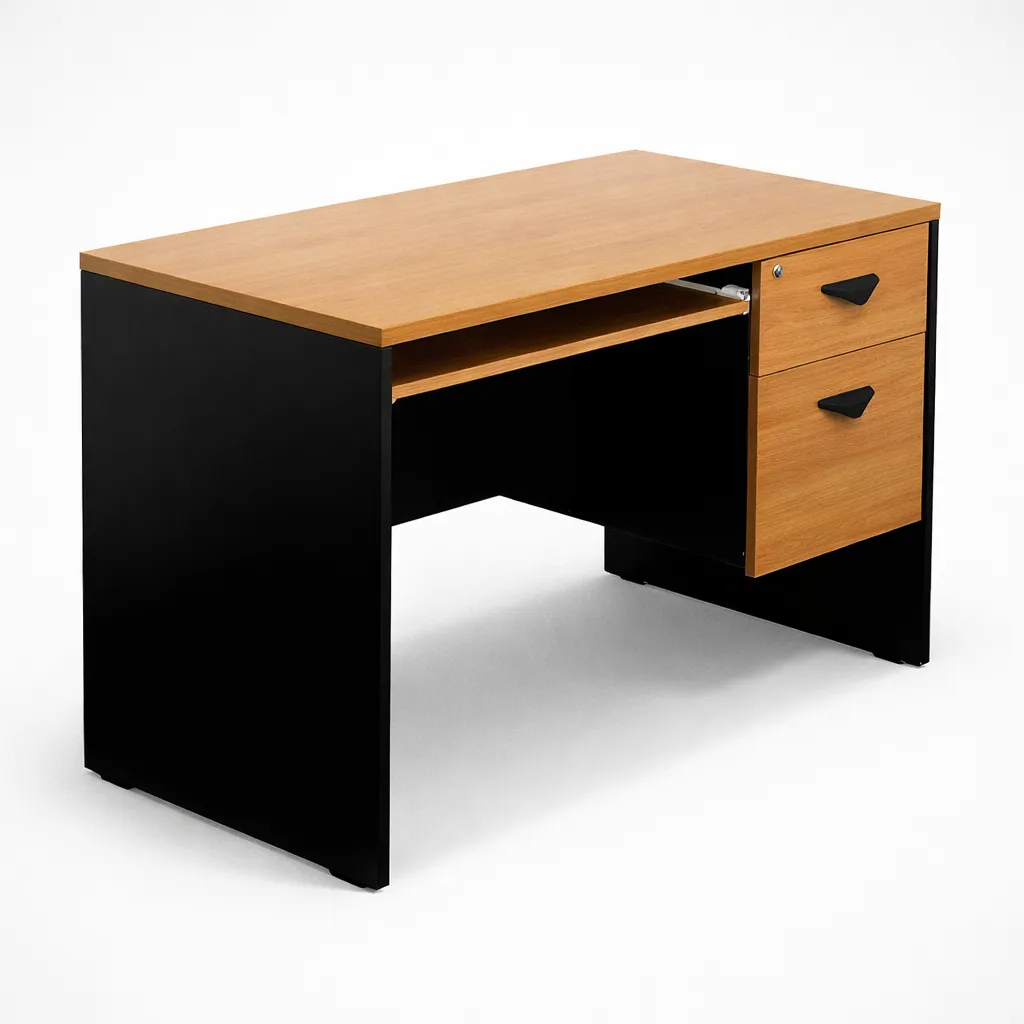 โต๊ะคอมพิวเตอร์เมลามีน 2 ลิ้นชัก ท็อป + ขา 25 มม. (มีรางสไลด์)