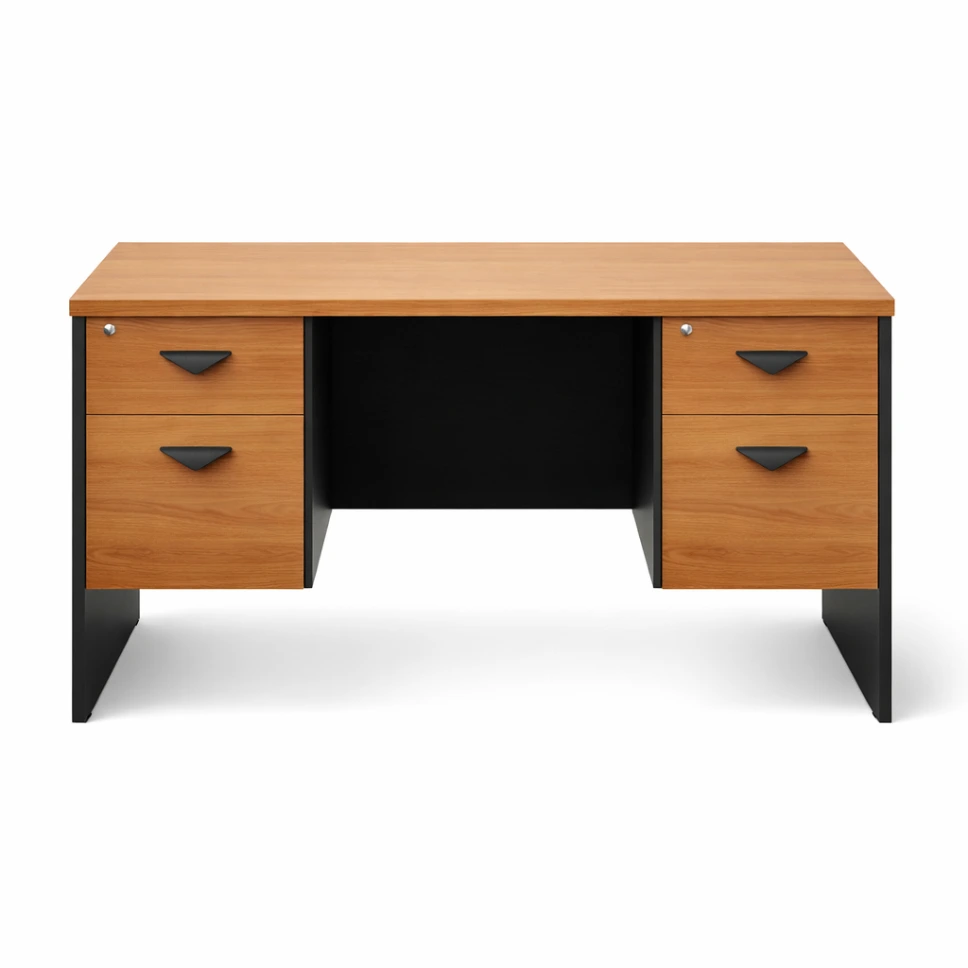 โต๊ะทำงานเมลามีน 4 ลิ้นชัก ท็อป + ขา 25 มม.