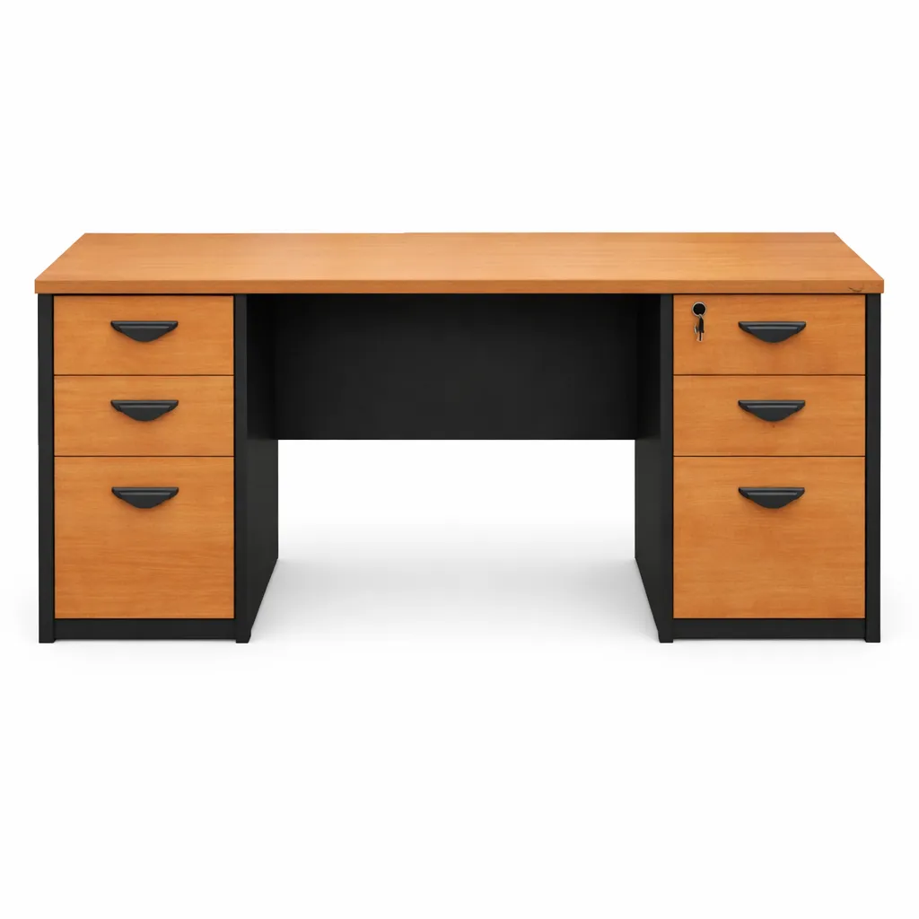 โต๊ะทำงานเมลามีน 6 ลิ้นชักถึงพื้น