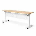 โต๊ะพับหน้าได้เมลามีน ขาเหล็กแป๊บไข่ มีบังตาเหล็ก สำหรับห้องประชุม (Flip Top Training Table – Oval Leg with Modesty Panel)