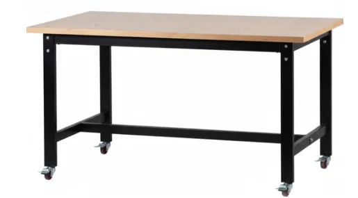 โต๊ะขาตาย มีล้อ โครงเหล็ก 2 นิ้ว หน้าเมลามีน (Fixed Leg Table with Wheels)