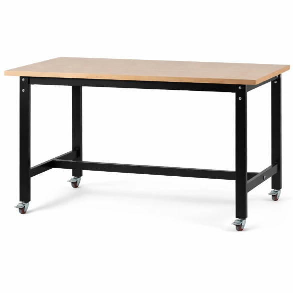 โต๊ะขาตาย มีล้อ โครงเหล็ก 2 นิ้ว หน้าเมลามีน (Fixed Leg Table with Wheels)